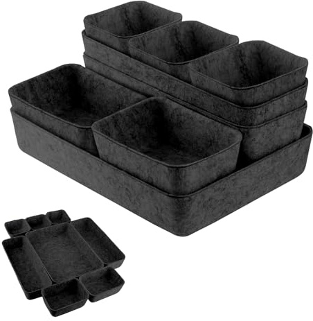 Qottmez Desktop Drawer Organizer Set, 8 pieces, felt material, designed specifically for cosmetics. Suitable for desks, dressing tables, and bathrooms. Ideal for women and home offices