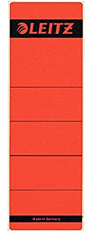 Leitz Étiquettes Self Adhesive pour Classeurs à Levier Couverture Papier et Dos 80 mm, Large, Court, 61,5 x 192 mm, Papier, 16420025, Rouge, Lot de 10 Étiquettes