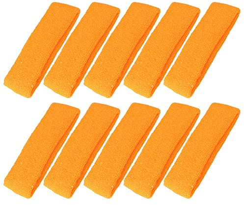 Mallofusa ? 10 PCS Cotton Sports Basketball Headband/Sweatband Head Sweat Band/Brace Gift Party Outdoor Activities (Orange)
