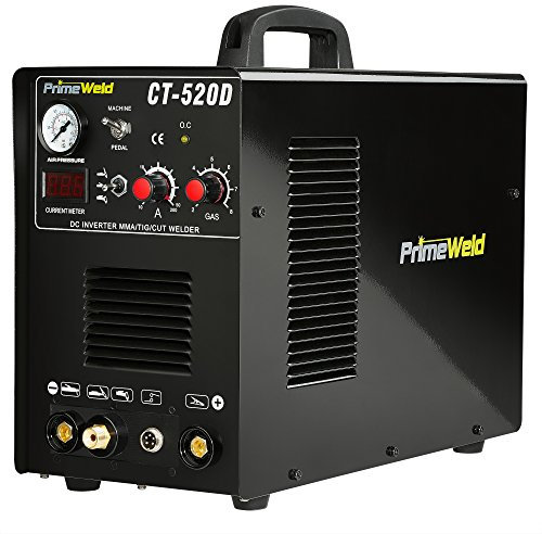 PrimeWeld 3-in-1 50 Amp Plasma Cutter, 200 Amp TIG Welder and 200 Amp Stick Welder - Welding and Cutting Combo, Mobile Welding Machine, Portable Plasma Cutter, Multipurpose Welder and Cutter, CT-520D