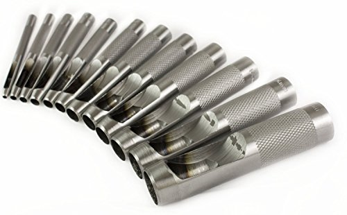 12 PC Hand Hollow Hole Punch Set KIT for Gasket Leather Punching Steel DIE Tool