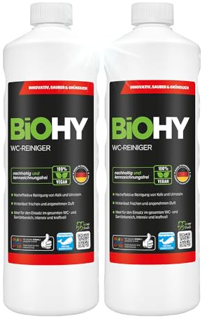 BiOHY WC-rengörare (2 x 1l flaska) | EXTRA STARK | Professionellt ekologiskt koncentrat | Viskös rengöringsgel | Perfekt mot urinsten (WC-Reiniger)