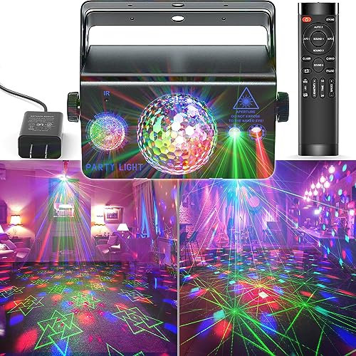 Festlampor, discobollampa 2-i-1 Dj discoljus scenbelysning ljudaktiverad strobo-lampa med fjärrkontroll för fester hemshow bar klubb födelsedag KTV DJ bar karaoke julsemester