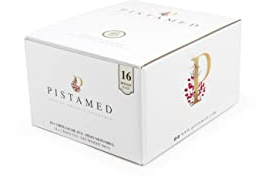 PISTAMED - Pistacchi Sgusciati - Senza Sale - Tostato Artigianale - Senza Additivi e Senza Glutine - Alto Contenuto di Fibre - Diete Vegetariane e Vegane - Scatola: 560 gr, 16 buste da 35 gr