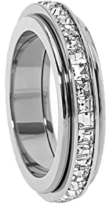 VCCKNB JEWELRY Anillos antiestrés para la ansiedad, anillo giratorio de circonita cúbica, anillos antiansiedad para mujeres y niñas, anillo de meditación, acero de titanio, circonio