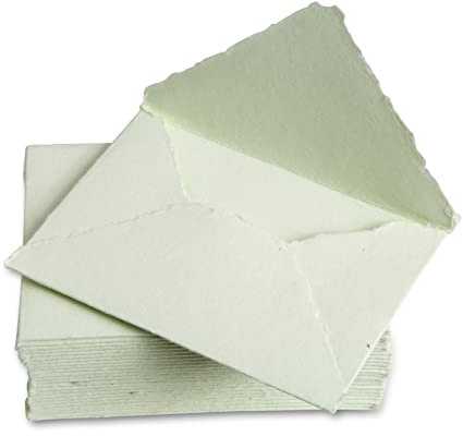 Wanderings Buste Verdi Spesse Fatte a Mano con Bordo Irregolare – 10,8×15,9 cm – 25 Pezzi – Per Annunci, Inviti di Nozze e Biglietti di Auguri