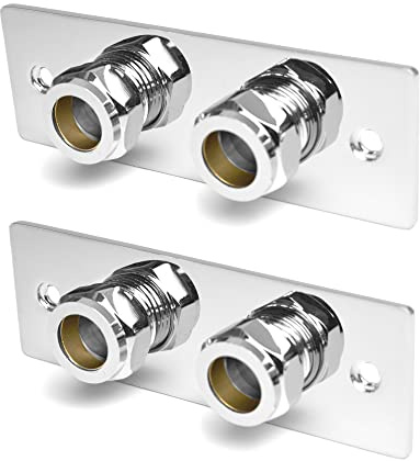 Xcel Home™ 2 x Chrome Douche Fixing Bracket Back Plate | Standard Universal Fittings Included | Bidet Shataff Thermostatic Shower Bathroom Toilet Mixer Bar Valve Wall Mounted Kit