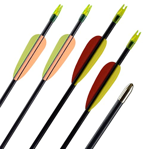 Flitzebogen Pfeile für Bogenschießen 5er Set aus Fiberglas mit Metall Spitze 28 Zoll Kinder Bogen Pfeil Jugend Anfänger Übungspfeile