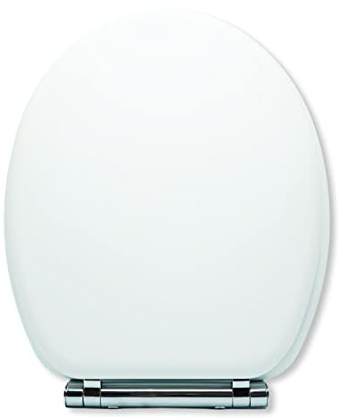 AQUALONA® Luxury Soft Touch Slow Close Toilet Seat with One Button Hinge Release - Click, Lift & Clean Technology - Soft Rubber Coating - Matte Finish - Soft and Warm to Touch (White)