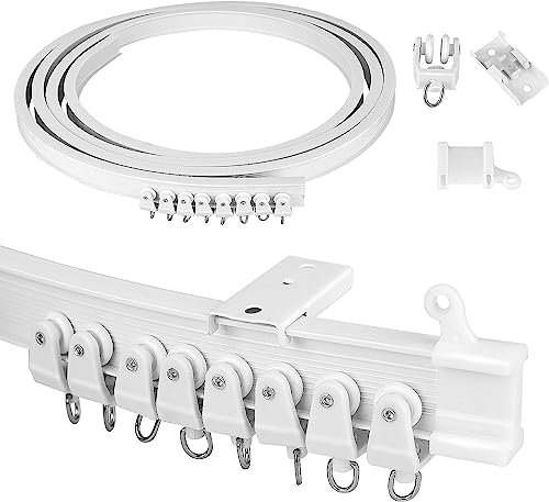 Holdfiturn Bendable Curtain Track 3 Meters Flexible Ceiling Curtain Track Glider Rail White Ceiling Curved Curtain Rail for Bay Windows RV Room Divider Straight Curtain Rail