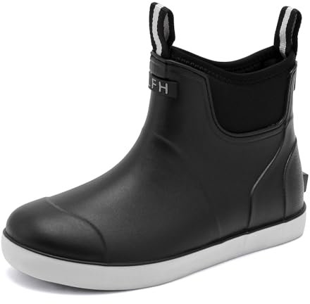 Jesindr Gummistiefel Herren, Protective Wasserdicht Anti-Rutsch Stiefeletten, Atmungsaktiv Schwarz Chelsea-Stiefel, Original Mode Grundlegend Reitstiefel, Schwarz, 42 EU