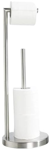 Free Standing Toilet Roll Holder Waterproof Rustless Stainless Steel Bathroom Accessory Toilet Paper Holder with Screws Installation Anti-Slip weighted base kitchen roll holder with Storage