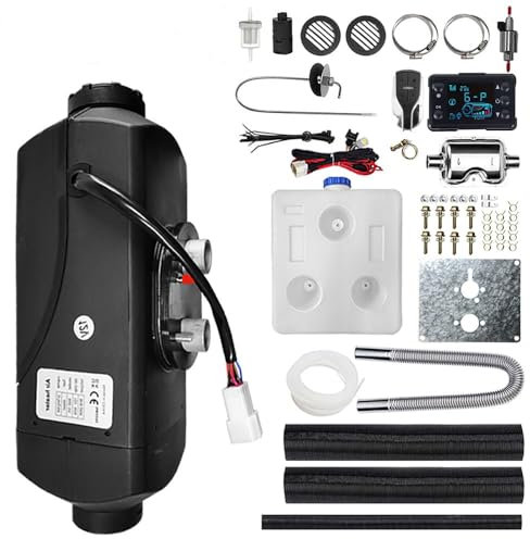 12V 2KW Diesel Air Heater, Diesel Night Heater with Remote Control And LCD Monitor for RV Truck, Bus, Boat, Touring Car, Caravans, Motorhomes (Black，2KW，10L)