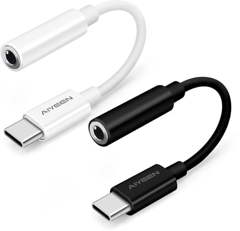 Adattatore per cuffie femmina da USB C a jack da 3,5 mm aggiornato (confezione da 2), adattatore audio per cuffie da USB C a Aux compatibile con iPhone serie 15 Samsung, Pixel, iPad (misto)
