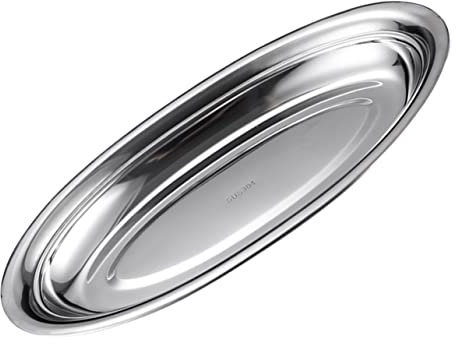 OUNONA Piatto Ovale Acciaio Inossidabile Per Servire Snack e Dessert Design Unico e Facile Da Pulire Per Feste e Ristoranti