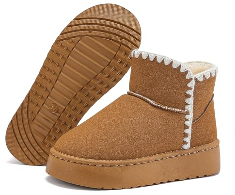Jifenkla Bottes d'hiver femmes,Bottes neige classiques confortables, semelle intérieure mousse à mémoire forme, semelle plateforme antidérapante et doublure fourrure