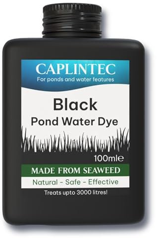 CaplinTec Black Pond Dye | Eco-Friendly Black Liquid Pond Dye Safe for Fish and Wildlife | Pond Algae Control & Weed Prevention | Water Garden Pond Treatment 3000 Litres Coverage (100 ml, Black)