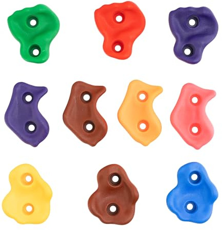 Klettergriffe Kinder mit Befestigungsmaterial, Outdoor Indoor Klettersteine bunt für Kletterwand, Kids Bouldersteine Set für Spielturm, 10 Stück SEVICO