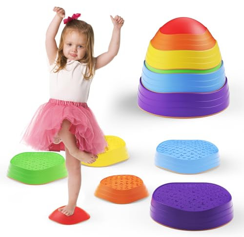 MINENICE Piedra de equilibrio infantil, piedra de pie infantil, entrenamiento de equilibrio infantil, apilamiento antideslizante infantil, juguetes sensoriales interiores y exteriores