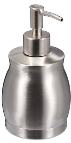 Relaxdays Soap Dispenser, 390 ml, Stainless Steel, Refillable, Detergent & Shower Gel, Bathroom & Kitchen, Pump, Silver