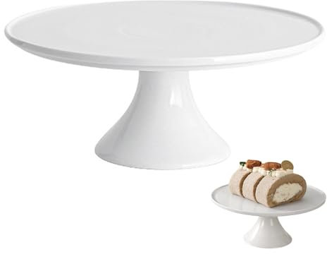 Oushebck Tortenständer - Keramik Tortenplatte In Weiß Mit Fuß, Runde Kuchenplatte Für Hochzeit Tischdeko Geburtstag Party Deko, 22.5 X 22.5 X 9.5 cm (Weiß)