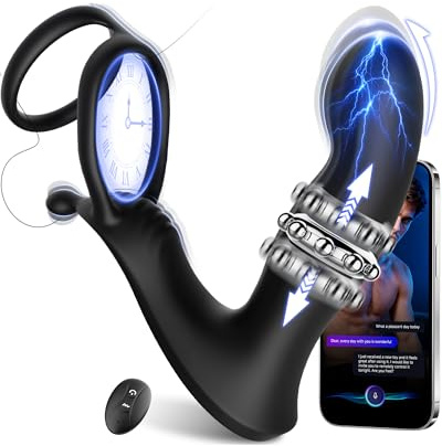 Prostate Massager Anal Vibrator - BEISAR Anal Toys Butt Plug Sliding Ring Male Sex Toys for Men Sex Toy Anal Plug Cock Ring, Adult Toy with 9 Thrusting Vibrating New APP Remote Control Anal Beads