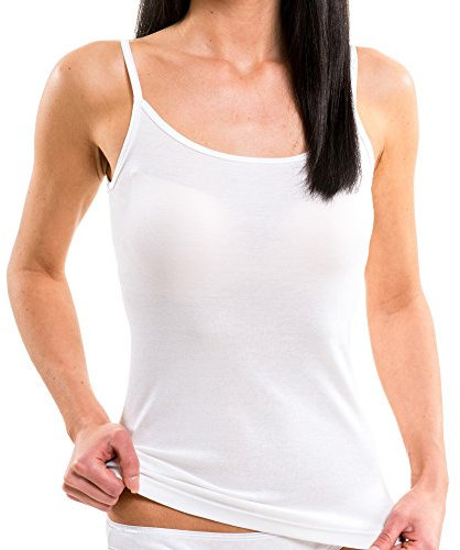 HERMKO 1560 Damen Träger Top - 100% Bio-Baumwolle, Unterhemd mit Spaghettiträger - Weich & Strapazierfähig, Farbe:weiß, Größe:36/38 (S)