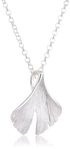Vinani Anhänger Ginkgo Blatt mattiert mit Erbskette 50 cm Sterling Silber 925 Kette Italien AGK-T50