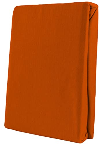 Leonado Vicent - Classic Spannbettlaken Bettlaken 100% Baumwolle Jersey Spannbetttuch in vielen Farben & Größen, Maße Spannbettlaken:180 x 200 cm - 200 x 200 cm, Farbe Spannbettlaken:Orange