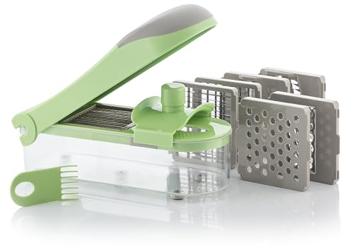 InnovaGoods® Cortador de Verdura, Mandolina de Cocina 7 en 1, Multifuncional Rallador y Mandolina de Acero Inoxidable, Accesorios Ralladores para Cocina, Picadora Manual