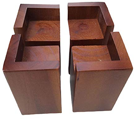 L-FöRmige Halb Geschlossene Holztisch Schreibtisch Bett Riser,MöBelerhöHer BetterhöHung TischerhöHer Elefantenfuß,Rechteckig Bed Riser Aus Holz,Rotbraun,4 StüCk(9x9x5cm)