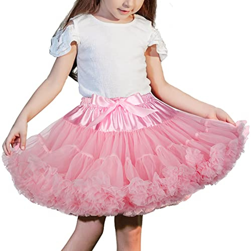 XinChangShangMao Girl's Petticoat, Baby Girls Soft Tutu Skirt Fluffy Pettiskirt Princess Ballet Dance Skirts Pink