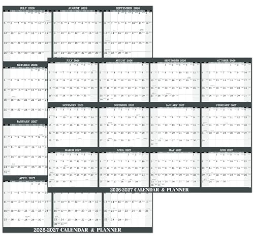 2026-2027 Large Dry Erase Calendar for Wall - JUL. 2026 - JUN. 2027, 34.6 x 22.9, 2026-2027 Yearly Wall Calendar, Vertical/Horizontal, Reversible - Grey