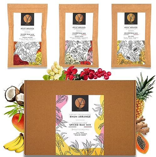 OYA - Coffret Rhum Arrangé de Dégustation de 3 préparations TROPICAL WONDER, SCARLET MOON, SAIL AWAY (pour 3 x 70cl de rhum) Kit Idée Cadeau Amateur Rhum Arrangé