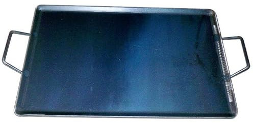 FPLUS Plancha de asar acero 4 mm con 2 asas de metal 33 x 25 cm negro rectangular