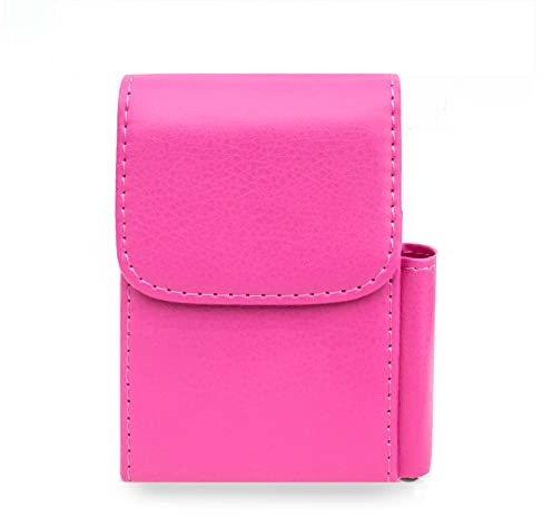Boshiho Neutral cigarettfodral PU-läder för cigarettförpackningar högkvalitativt läder och tändare väska (rosa)