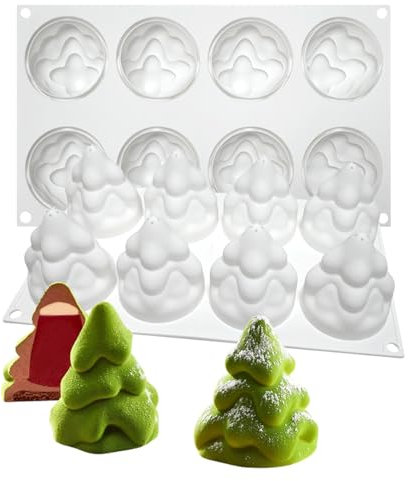TUKE Stampi in silicone a forma di albero di Natale, stampi per torte al cioccolato e fondente, 3D, antiaderente, per uso alimentare, per caramelle, cioccolato, cubetti di ghiaccio, strumenti fai da
