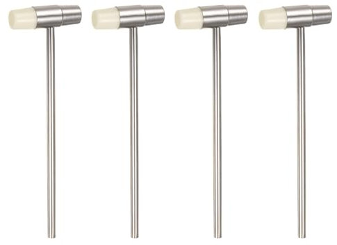 sourcing map 4pcsDouble Face Small Plastic Metal Hammer 5 Round Dual Head Multifunctional Mallet with Soft/Hard Tips for Jewelry Watch Handcraft, White