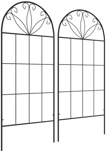 Outsunny Treillis de Jardin Lot de 2 Support pour Plantes grimpantes en métal - 51 x 120 cm Noir