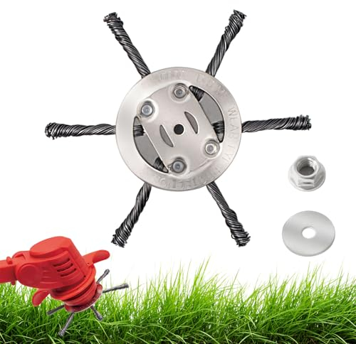 JAMSSOW Steel Wire Grass Trimmer Head, 6 inchs Universal Solid Steel Wire Brush Strimmer Head, Strimmer Attachments for Lawn Rotating Replacement Tool, Garden Moss Rust Weed Removal(6 Head)