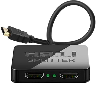4K HDMI Splitter 1 in 2 Out Mirror Display Not Expand, Dual HDMI Splitter Hub to Dual Monitors Multi-Scree Displays Audio Synchronization, Compatible for MacBook Laptop Desktop PC Graphics Card TV