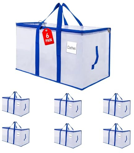 ZFWDSY Bolsas de mudanza 105 L, paquete de 6 bolsas almacenamiento, bolsas mudanza resistentes, extra grandes, suministros de mudanza, bolsas de embalaje transparentes, bolsa para árbol de Navidad