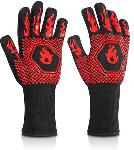 Cretosou Guanti Barbecue Guanti da Forno, Guanti Cucina Guanti da Forno in Silicone Antiscivolo Accessori Barbecue Griglia Barbecue, Guanto da Forno per Griglia Camino Cottura al Forno Cucina