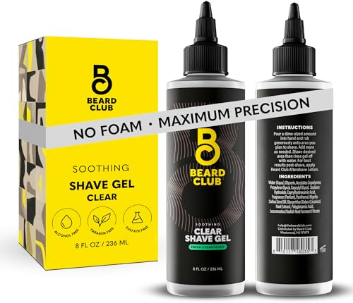 Beard Club Premium Shaving Gel for Men – Hydrating Mens Shave Cream for Sensitive Skin – Cedar Scent Precise Line Ups & Smooth Shaving – Clear Shave Gel for Men – Cooling Sensation – Sativa Seed 8oz