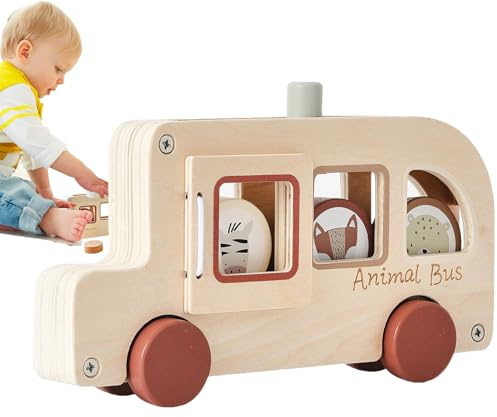 Leksaksbuss För Barn Träleksaker För Småbarn | Interaktivt Bärbart Lärande För Kreativt Lekstimme Hemma Eller I Skolan