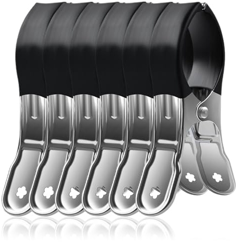 JURENEE 6 Piezas Clips de Acero Inoxidable, Funda Protectora Pinzas Ropa Grandes de Colcha Grandes de Cabeza Redonda, Pinzas Metalicas Grandes, Seguros y Duraderos, Adecuados para Sujetar Ropa Cama