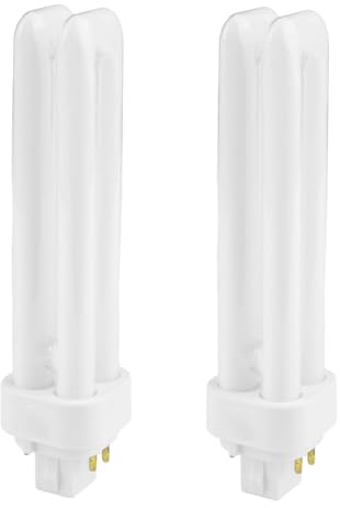 4 Pin G24q-2 Light Bulbs,18W Compact Fluorescent Lamp Warm White 2700K 2U Double Turn Tube Energy Saving Light Bulbs 1200LM PLC CFL Non-Dimmable (AC 220-240V)for Bathroom Corridor Bedroom 2 Pack