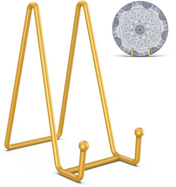 DUIJINYU 3 Pack Plate Stands for Display - 6 Inch Plate Holder Picture Frame Stand, Metal Table Easel Display Stand Gold for Pictures, Photo, Decorative Platter, Book, Plaque, and Tabletop Art