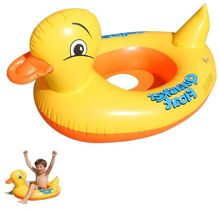 HUANYO Duck Shaped Baby Swimming Ring & Pool Float, Inflatable Toddler Seat for Ages 1-3 Years, Baby Pool Toys for Water Play