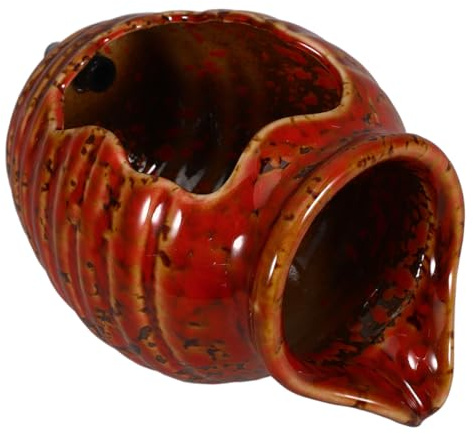 COHEALI Ceramic Tabletop Fountain Water Tank Red Spitter Outdoor Indoor Zen Decor Circulating Waterfall Jar Oxygenating Fish Tank Garden Feature